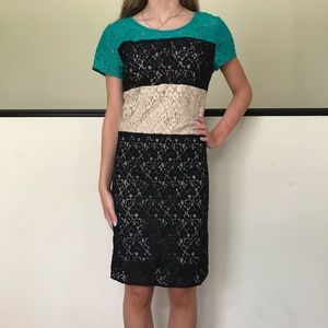 DKNYC‎ colorblock lace dress / size S